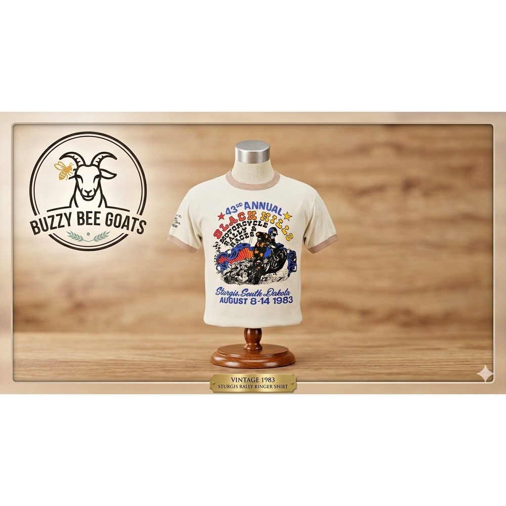VINTAGE 1983 STURGIS BLACK HILLS MOTORCYCLE RALLY GRAPHIC T SHIRT WHITE LARGE